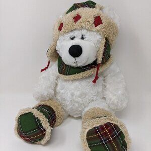 Hugfun International Soft White Teddy Bear With Winter Outfit Stuffed Plush